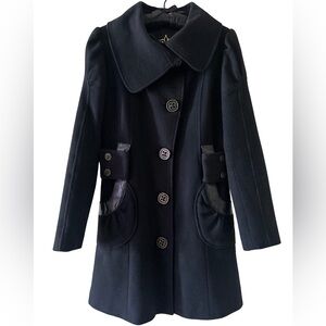 Mackage Wool Cashmere Blend Leather Trim Coat